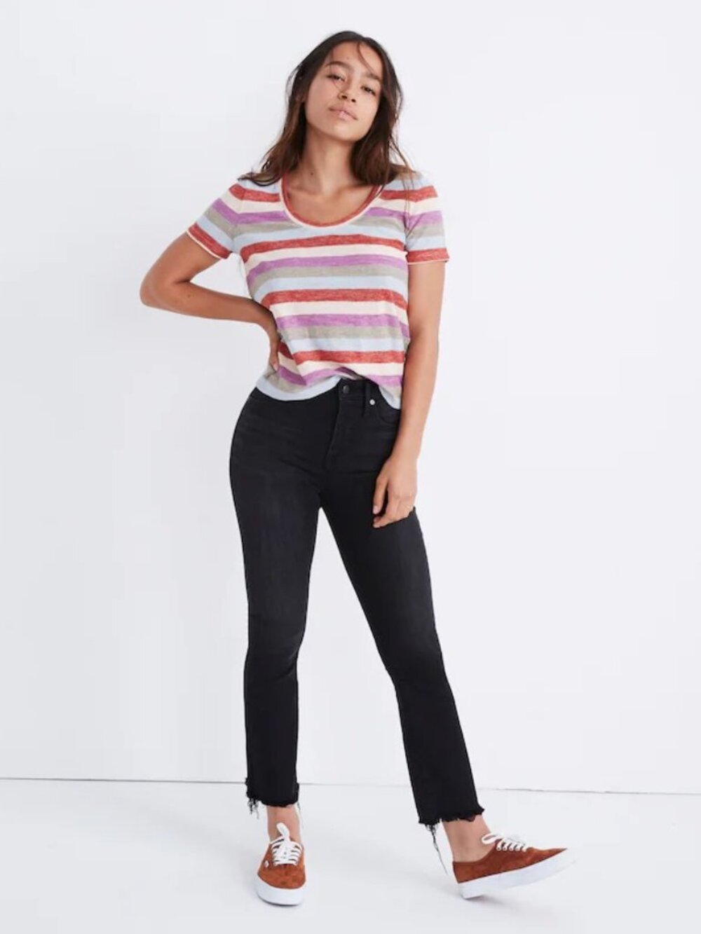 Madewell Berkeley Black Cali Demi-Boot Raw Chewed Hem Jeans Size 27